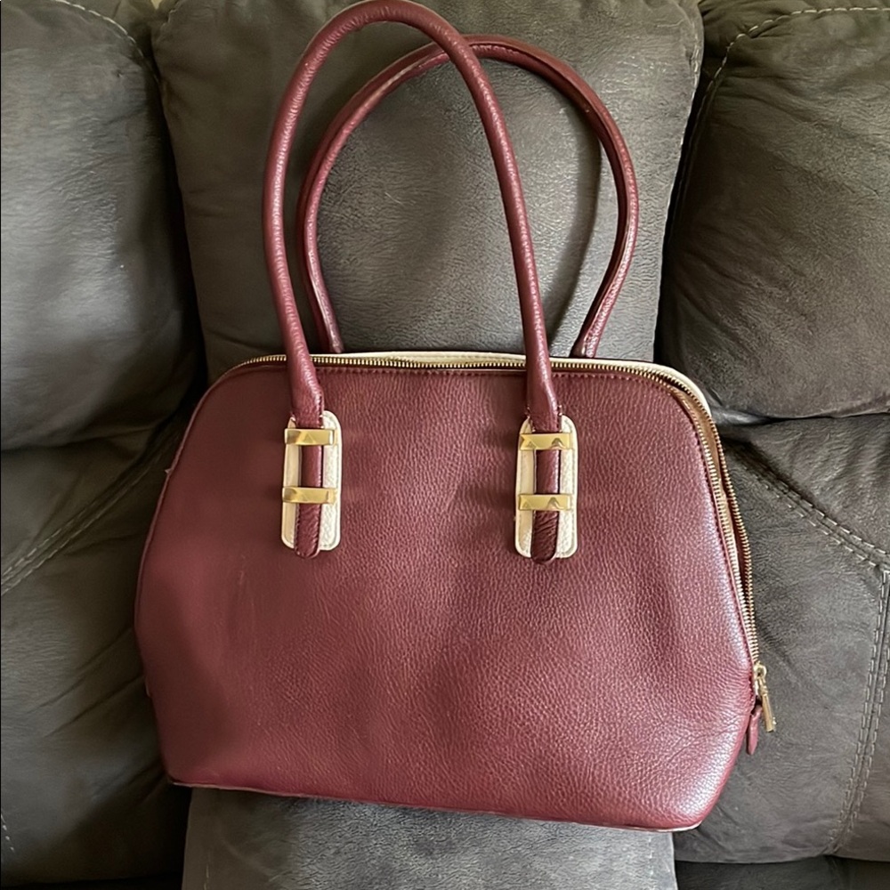 Charming Charlie Gold and Maroon Shoulder Bag with a Simple Elegant Design
